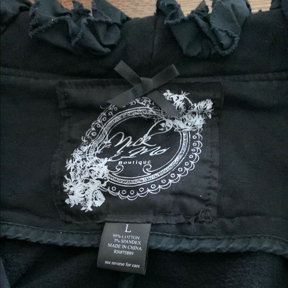 Moa Moa  Black Cropped Blazer with Ruffled Collar - Picture 3 of 5